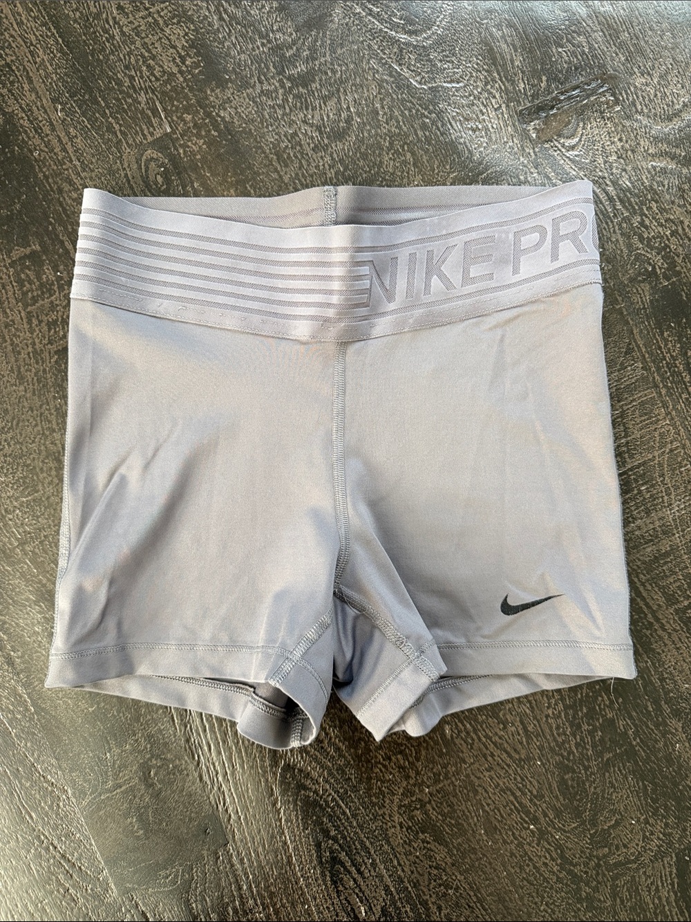 Nike Light Gray Women's Bike Shorts with Branded Waistband